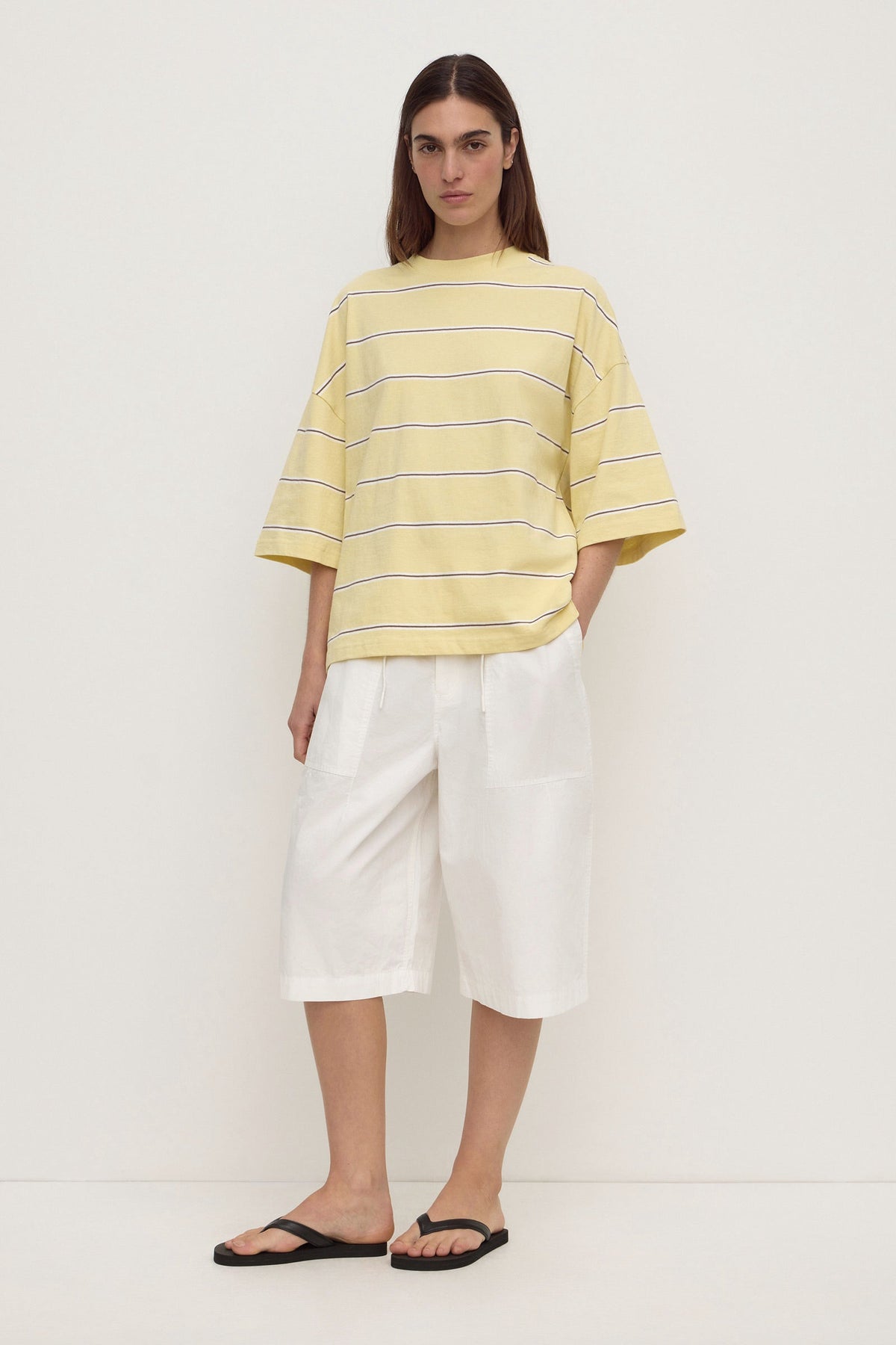 Assembly Label Nora Cotton Stripe Oversized Tee in Rind Stripe — the oversized stripe tee that makes doing nothing look like an outfit.