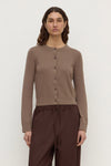 Assembly Label Orina Cotton Cashmere Cardigan in Dark Sand — the cardigan that makes cooler days feel like a treat.