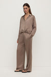 Assembly Label Pippa Silk Long Sleeve Shirt in Dark Sand — consider this your new quiet-luxury uniform piece.