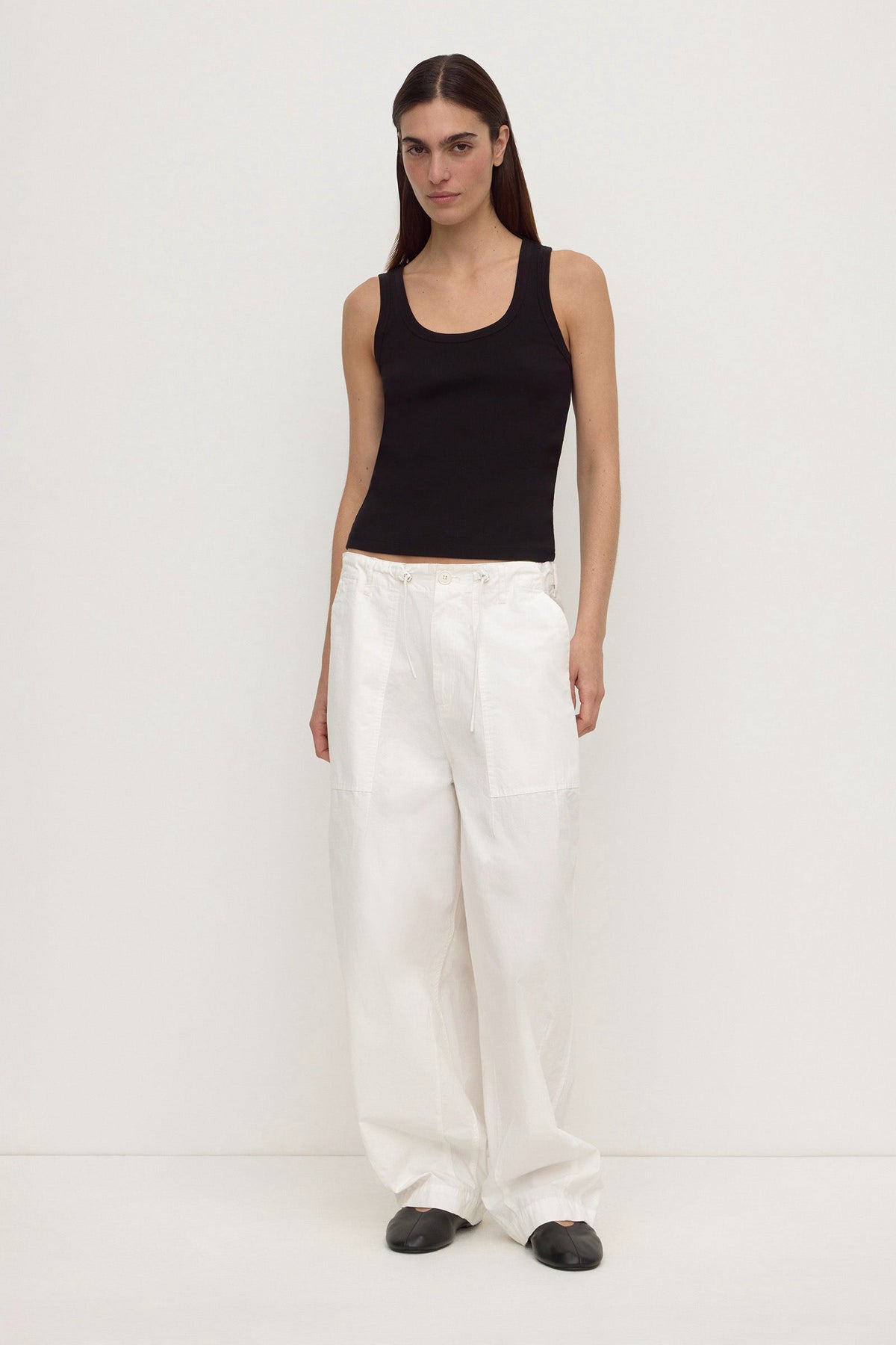 Assembly Label Robyn Scoop Neck Rib Tank in Black — the rib tank that earns its keep in every single rotation.