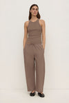 Assembly Label Tabitha Rib Tank in Dark Sand — a rib tank with just enough edge to stand on its own.