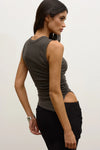 Bayse Brand Lana Rouched Tank in Smoke — the Bayse Lana Ruched Tank elevates a classic wardrobe staple with soft ruching that creates a flattering, form-fitting silhouette.
