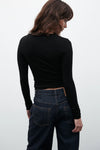 Bayse Brand Nyla Top in Black — the Bayse Brand Nyla Top is an elevated everyday essential, featuring a flattering crew neckline and soft ribbed finish.