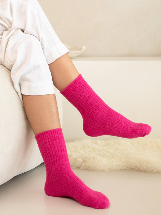 Bed & Butter Fuchsia Pink Socks S/M — 9x Sold-Out Collection: The socks thousands reach for every winter.
