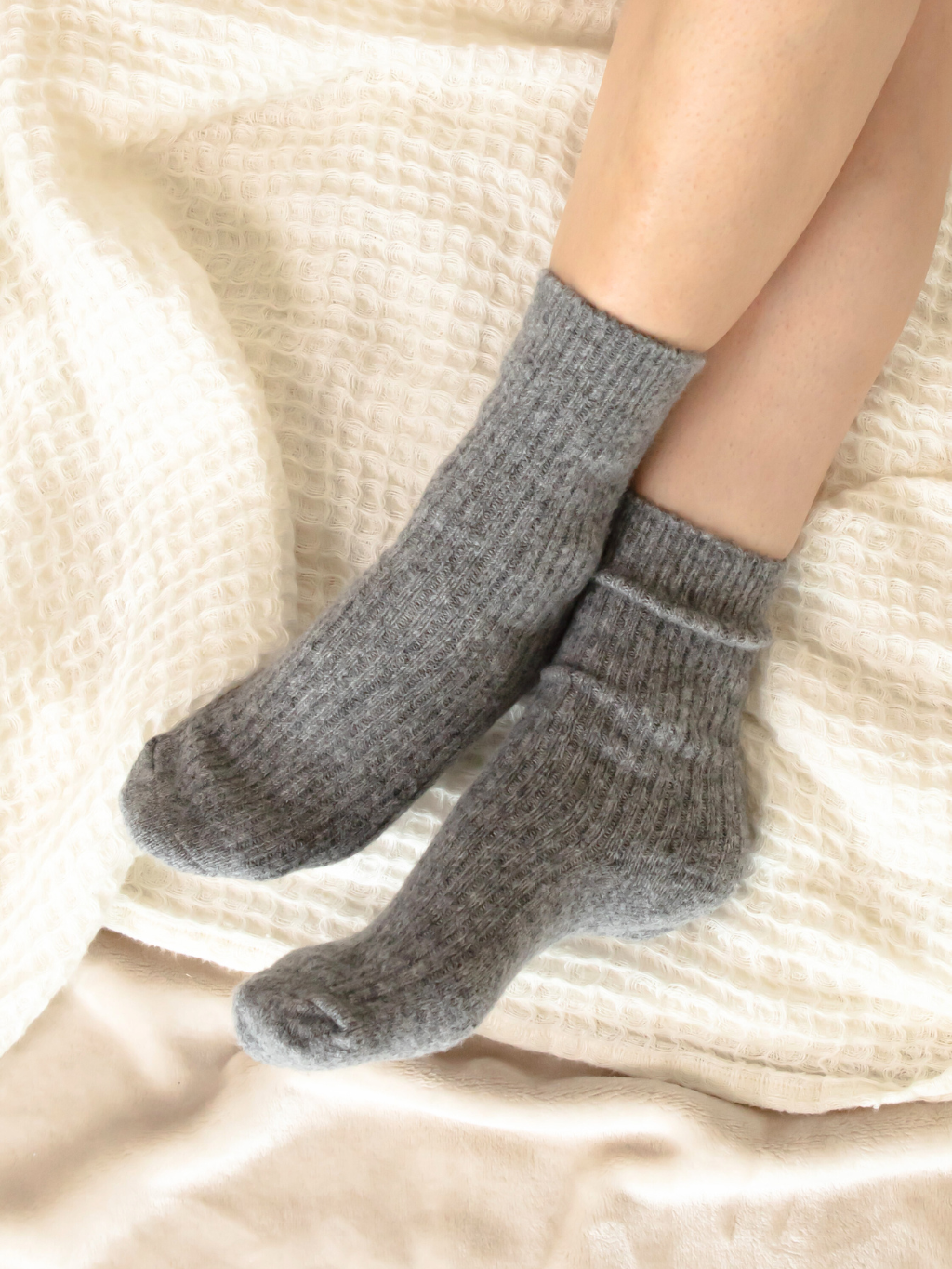 Bed & Butter The Comfiest Socks in Grey — 7x Sold-Out Collection Made from a blend of responsibly sourced cashmere wool and recycled fibres, these socks will keep your feet cosy and comfy.