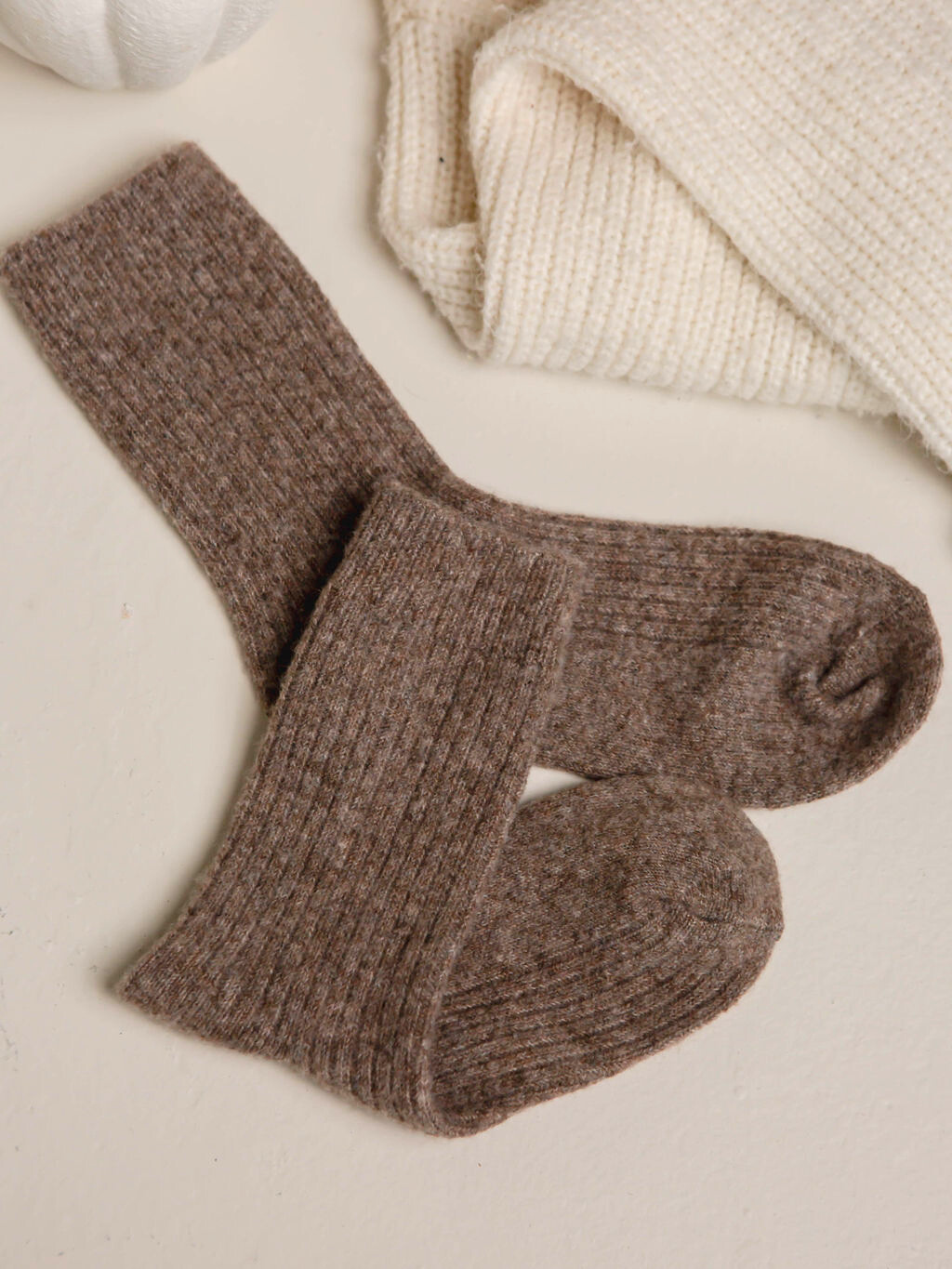 Bed & Butter The Comfiest Socks in Light Choccy — Sold-Out Collection 7x Made from a blend of responsibly sourced cashmere wool and recycled fibres, these socks will keep your feet cosy and comfy.