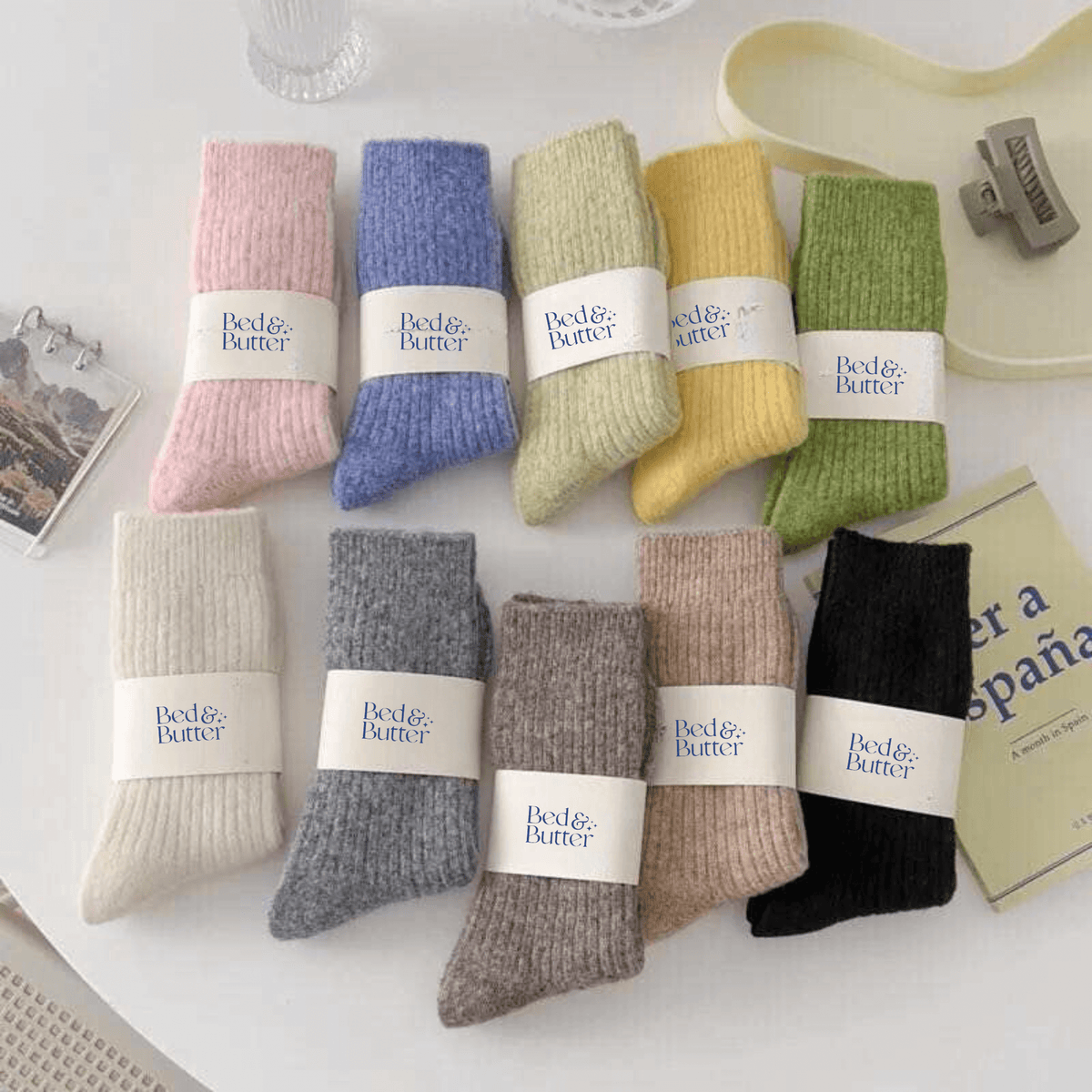 Bed & Butter The Comfiest Socks in Light Choccy — Sold-Out Collection 7x Made from a blend of responsibly sourced cashmere wool and recycled fibres, these socks will keep your feet cosy and comfy.