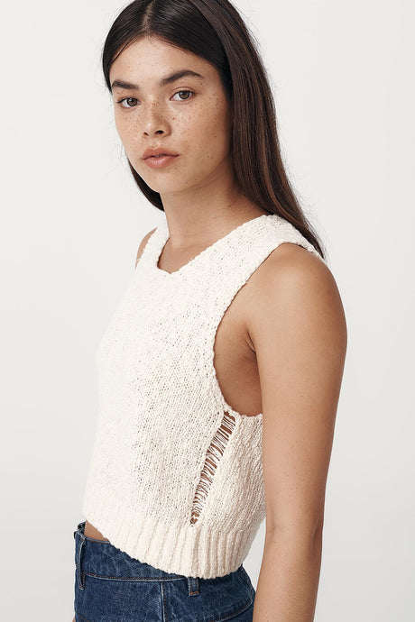 Rowie ' Catalina  Crop Knit Tank ' - Creme