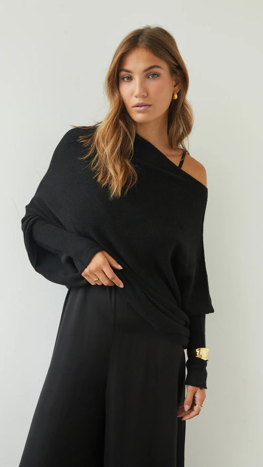 Charli London Natalie Sweater in Black — the elevated seasonal staple your capsule wardrobe has been waiting for.