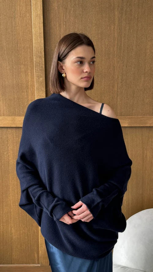 Charli London Natalie Sweater in Deep Blue — the elevated seasonal staple your capsule wardrobe has been waiting for.