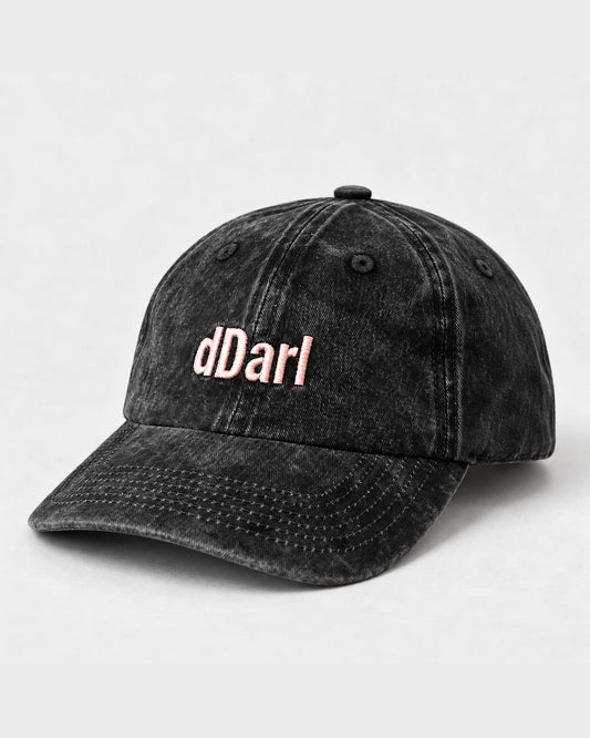 dDARL Dad Cap Adults in Washed Black, flat lay, angle 2