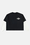 dDarl Lovers Layered Tee in Black — dDarl Lovers Layered Tee – Black A vintage biker-inspired graphic with a cheeky nod to an iconic classic.