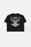 dDarl Lovers Layered Tee in Black — dDarl Lovers Layered Tee – Black A vintage biker-inspired graphic with a cheeky nod to an iconic classic.