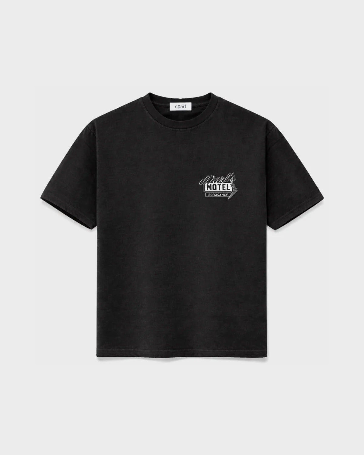 dDARL Motel Tee in Washed Black, front flat lay
