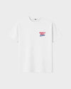 dDARL Saloon Tee in White, front flat lay with Saloon chest graphic