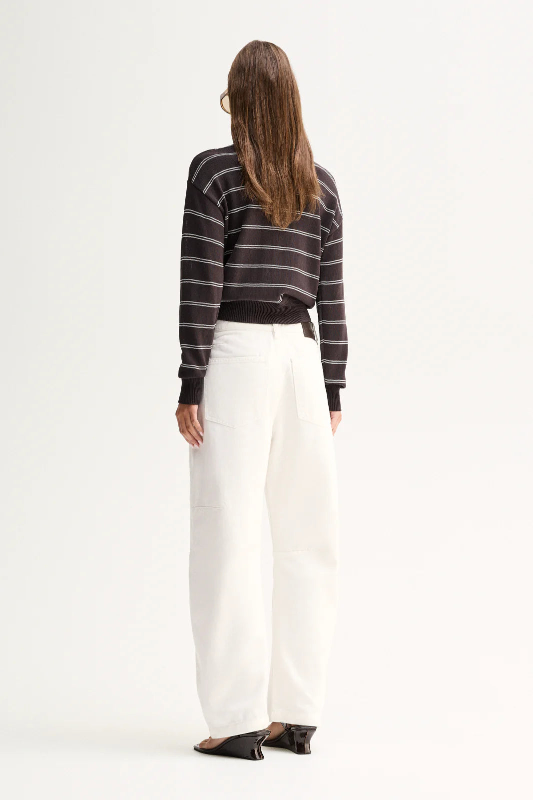 Elka Collective Irina Knit Jumper in Chocolate Stripe — a relaxed wardrobe staple with a polished striped finish, the Elka Collective Irina Knit in Chocolate Stripe combines an easy silhouette with timeless everyday styling.