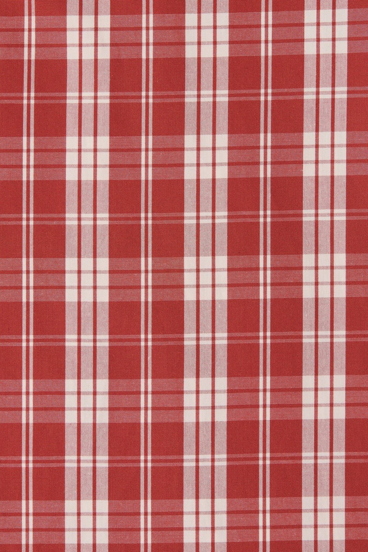 Faithfull The Brand Cales Skirt in Ines Check Terra Rosso, check fabric detail.