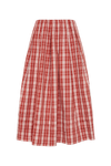 Faithfull The Brand Cales Skirt in Ines Check Terra Rosso, front product view.