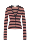Faithfull The Brand Doris Cardigan in Cila Stripe Navy, front product view.