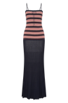 Faithfull The Brand Doris Maxi Dress in Cila Stripe Navy, front product view.