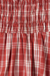 Faithfull The Brand Janne Top in Ines Check Terra Rosso, shirred bodice and check fabric detail.