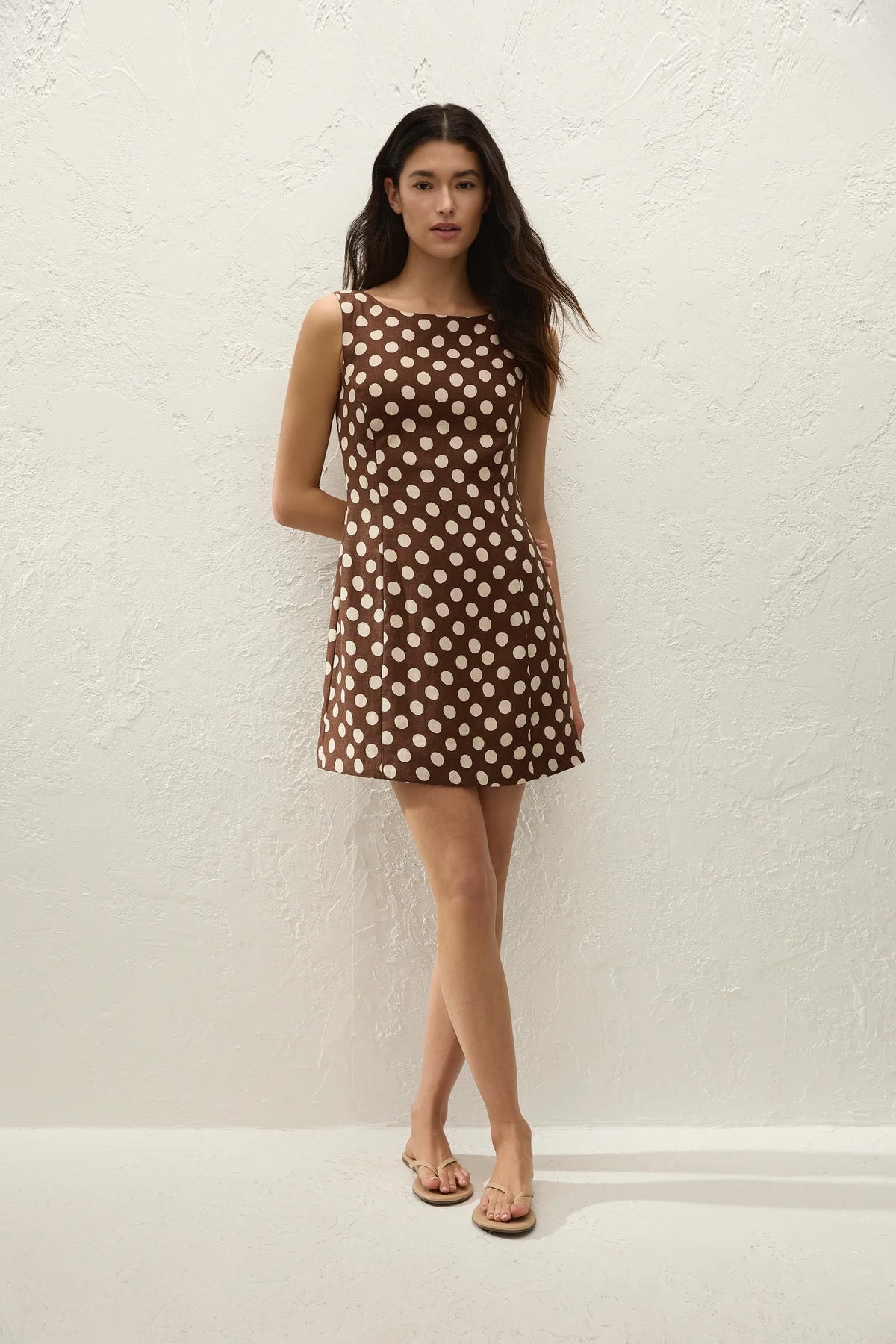 Faithfull The Brand Lydie Mini Dress Cioccolato Dot — embrace a playful, retro-inspired aesthetic with the Lydie Mini Dress by Faithfull The Brand.