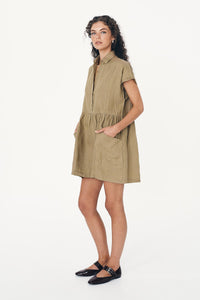 Rowie 'Gina Linen Mini Dress' - Dusty Olive