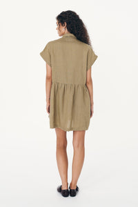 Rowie 'Gina Linen Mini Dress' - Dusty Olive