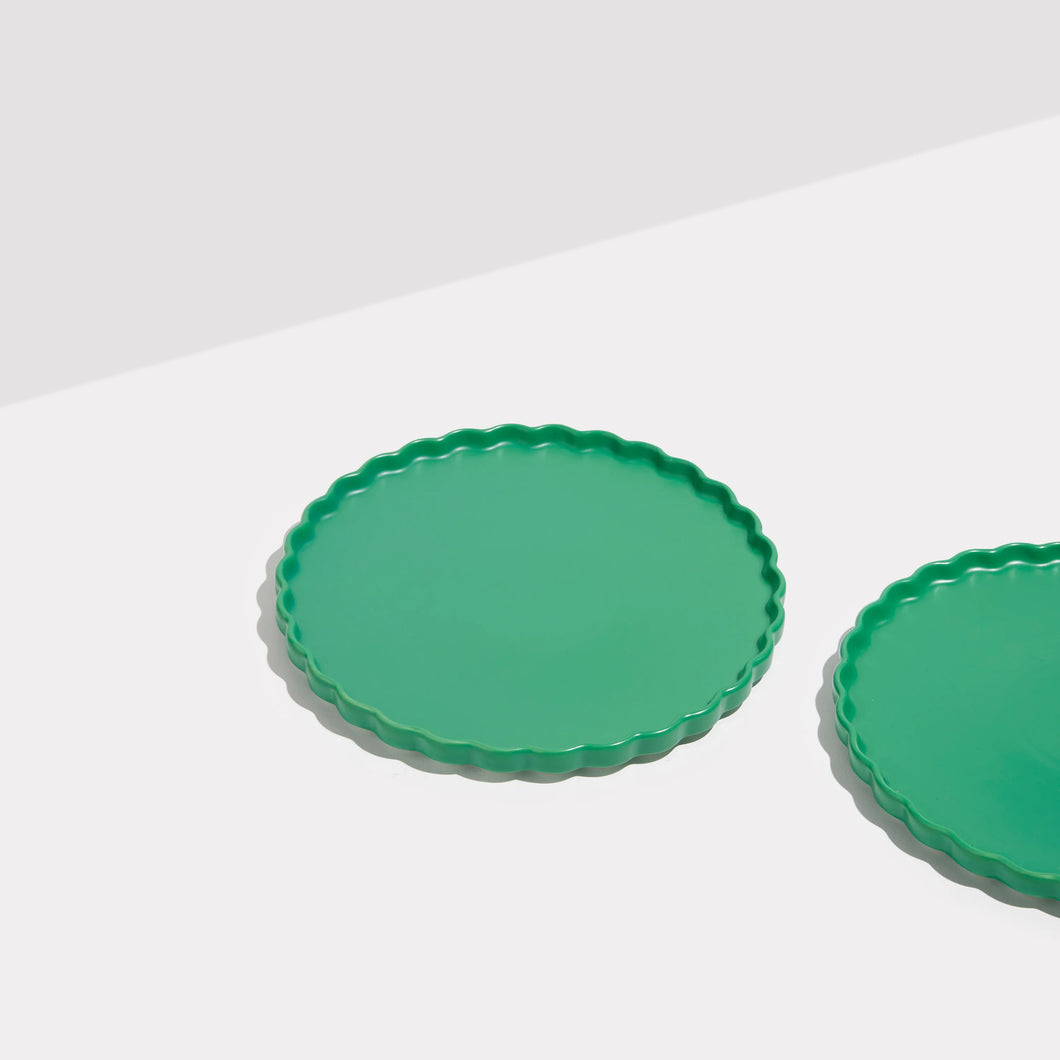 Fazeek 'Ceramic Wave Side Plates' - Forest Green