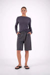 Jasmine Alexa Estelle Bermuda Shorts in Steel Grey — from Jasmine Alexa, the Estelle Bermuda Shorts are tailored with a modern, effortless edge.