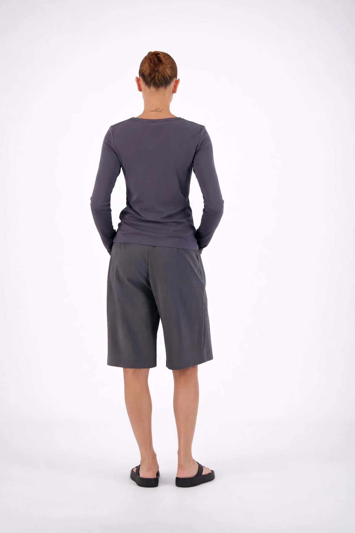 Jasmine Alexa Estelle Bermuda Shorts in Steel Grey — from Jasmine Alexa, the Estelle Bermuda Shorts are tailored with a modern, effortless edge.