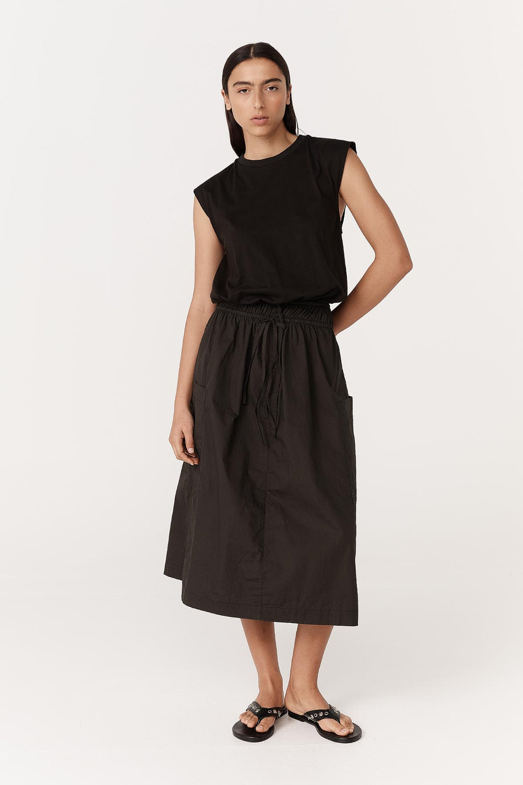 Rowie 'Jessica Organic Midi Dress' - Tonal Noir