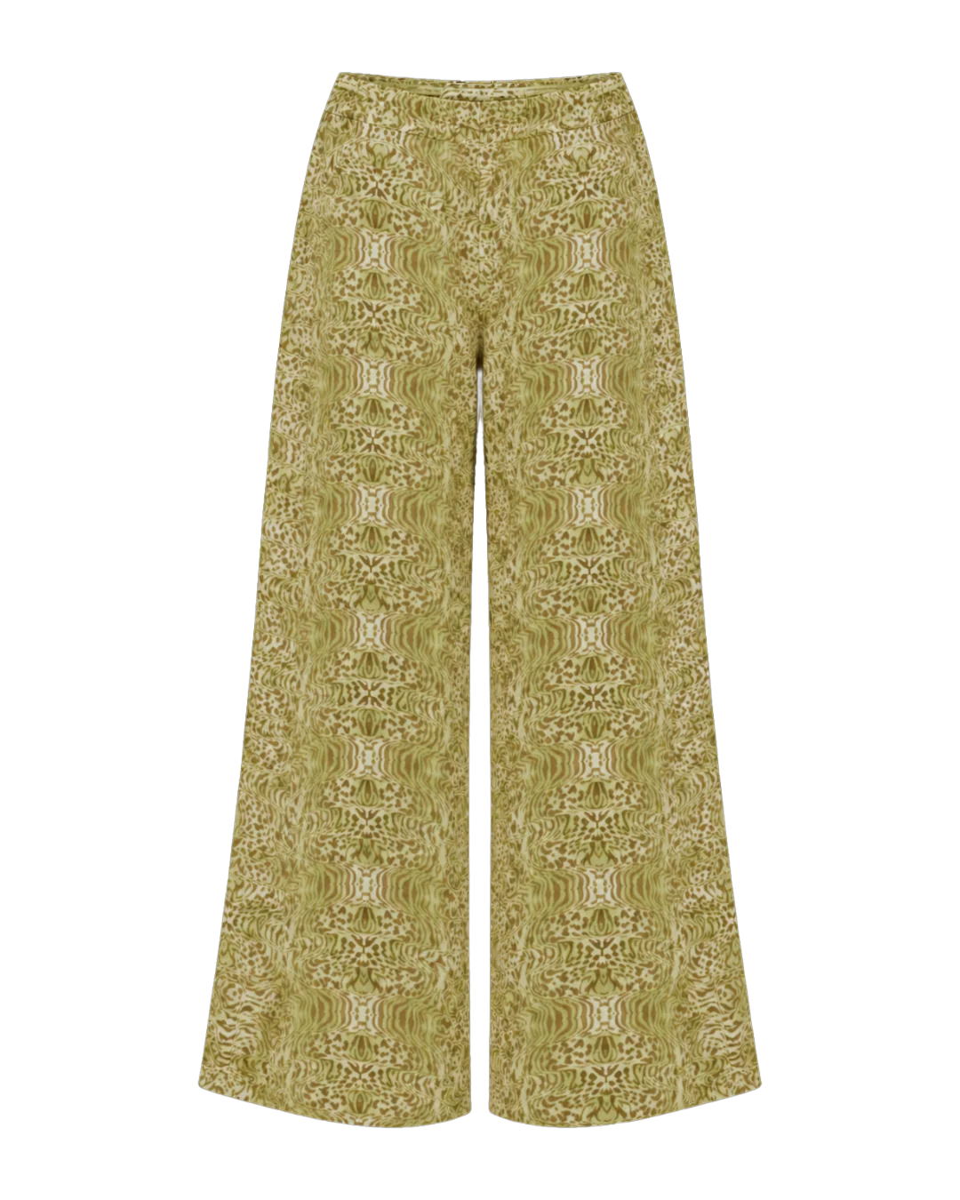 Product-only front view of the Dorato printed wide-leg pants showing the full abstract print and wide-leg silhouette on a plain background.