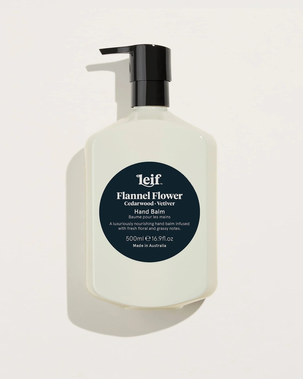Leif Flannel Flower Hand Balm - 500ml — a fresh and green scent brings to mind a flower market filled with just cut stems.