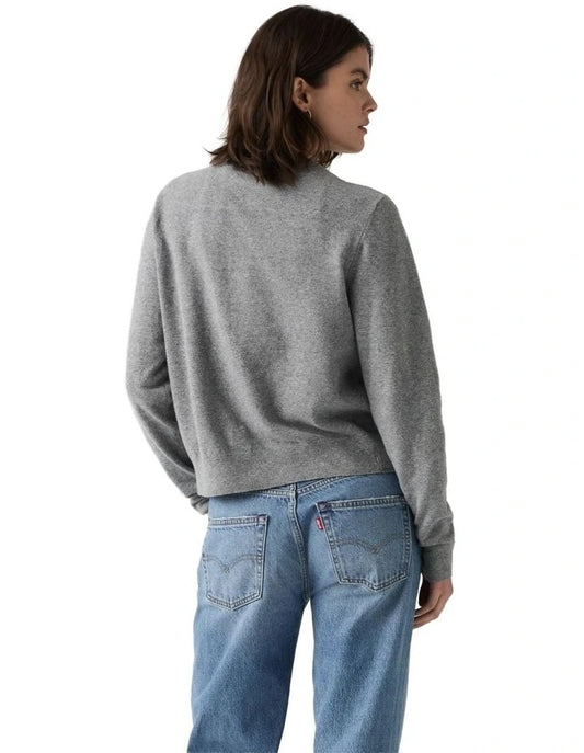 Levi's Supersoft Crewneck Cardigan in Dark Heather Grey — the Supersoft Crewneck Cardigan is the perfect layering piece, combining a classic silhouette with an incredibly soft knit for everyday comfort.