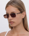Lu Goldie Evangeline Sunglasses in Coffee — a hot girl take on the classic aviator, she brings an air of authority to any outfit.