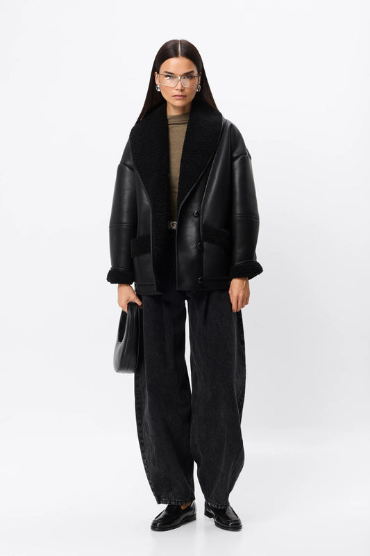 Mossman Apex Jacket in Black — bring effortless volume and rich texture to your cool-weather wardrobe.