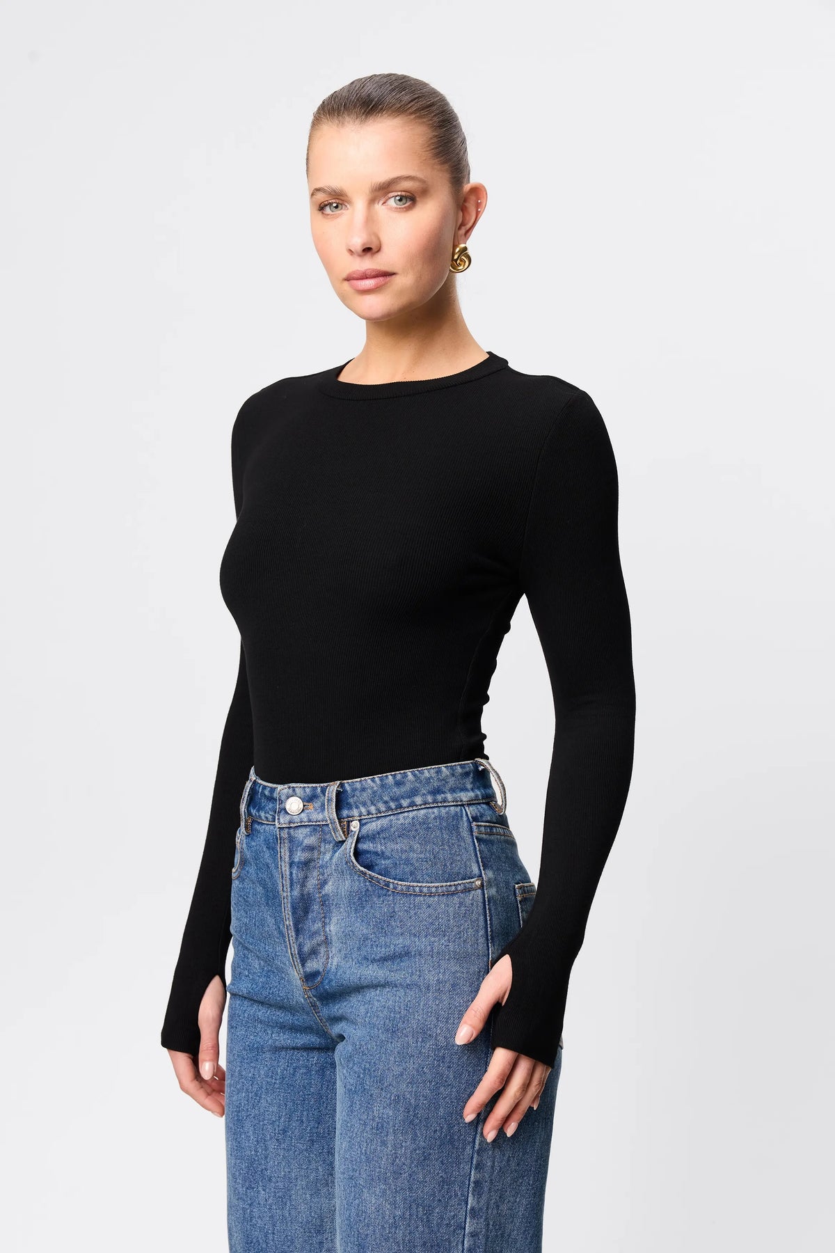 Mossman Brooklyn Top in Black, product photo.
