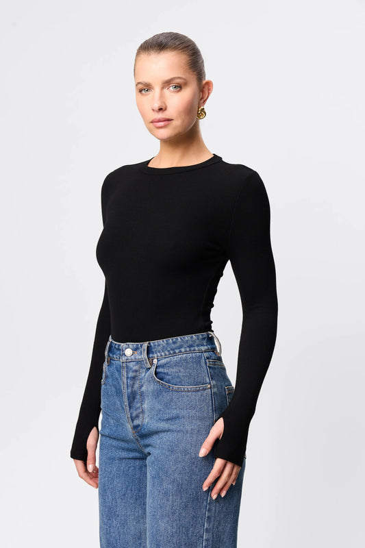 Mossman Brooklyn Top in Black, product photo.