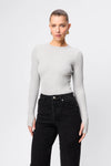 Mossman Brooklyn Top in Grey Marle — the Mossman Brooklyn Top is a sleek layering essential crafted from soft, lightweight ribbed jersey.