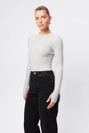 Mossman Brooklyn Top in Grey Marle — the Mossman Brooklyn Top is a sleek layering essential crafted from soft, lightweight ribbed jersey.