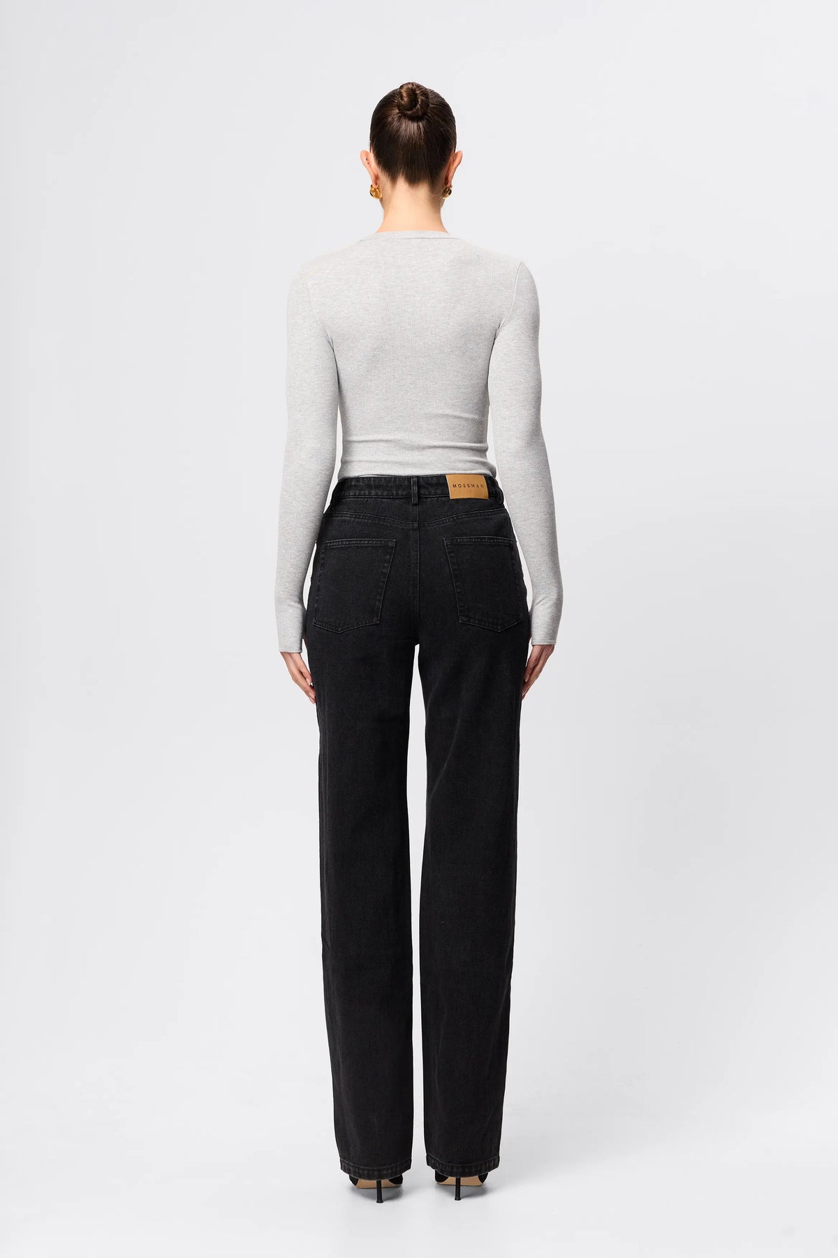 Mossman Brooklyn Top in Grey Marle — the Mossman Brooklyn Top is a sleek layering essential crafted from soft, lightweight ribbed jersey.