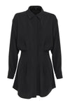 Mossman Good Intentions Mini Dress in Black — the Mossman Good Intentions Mini Dress is polished without feeling overdone, with a soft blouson shape and subtle waist definition in classic black.
