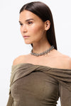 Mossman Olympia Top in Moss — bring a touch of drama to your next night out.