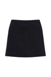 Black skort displayed alone against a white background, showing its A-line silhouette and short length.