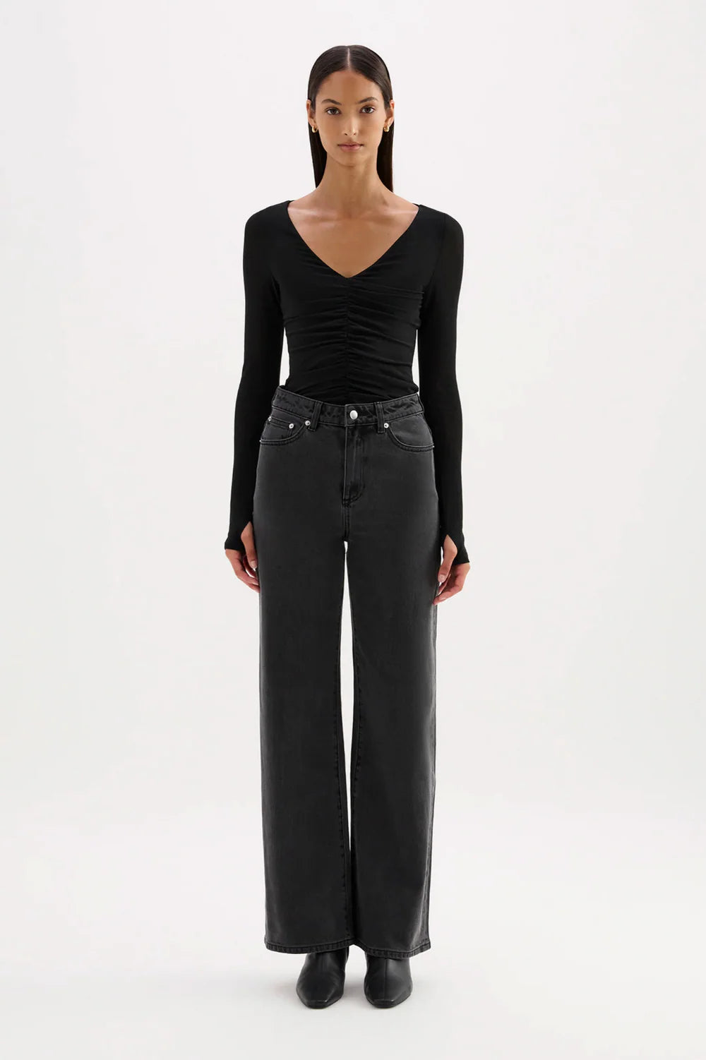 Nude Lucy Gigi Mesh Top in Black — the Gigi Mesh Top by Nude Lucy in Black is a sheer, lightweight layer designed to contour the body with a soft stretch finish.