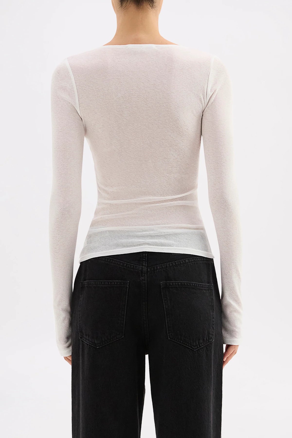 Nude Lucy Gigi Mesh Top in Salt — the Gigi Mesh Top by Nude Lucy in Salt is a sheer, lightweight layer designed to contour the body with a soft stretch finish.