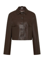 Brown leather jacket on a white background