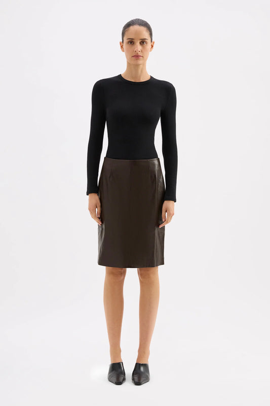 Nude Lucy Lenny Skirt in Espresso — the elevated seasonal staple your capsule wardrobe has been waiting for.