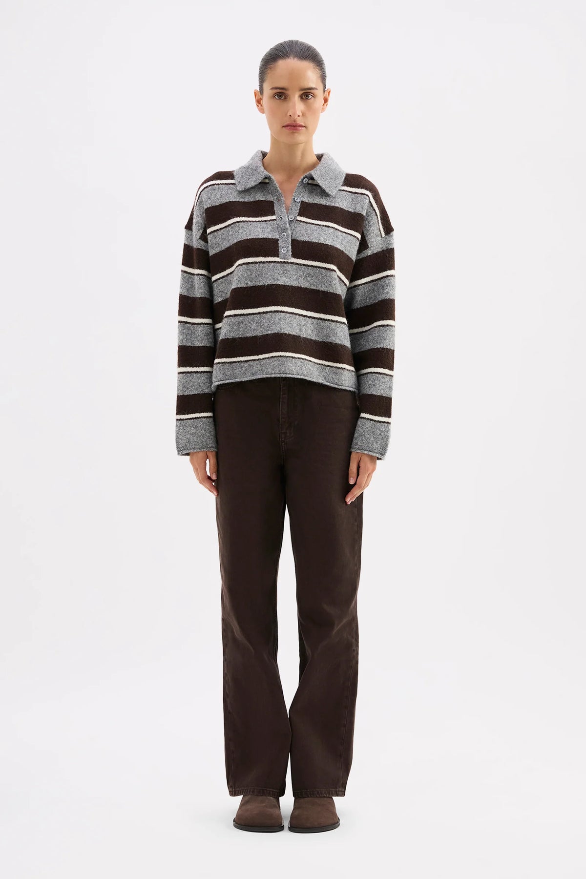Nude Lucy Maia Rugby Knit in Charcoal — the elevated seasonal staple your capsule wardrobe has been waiting for.